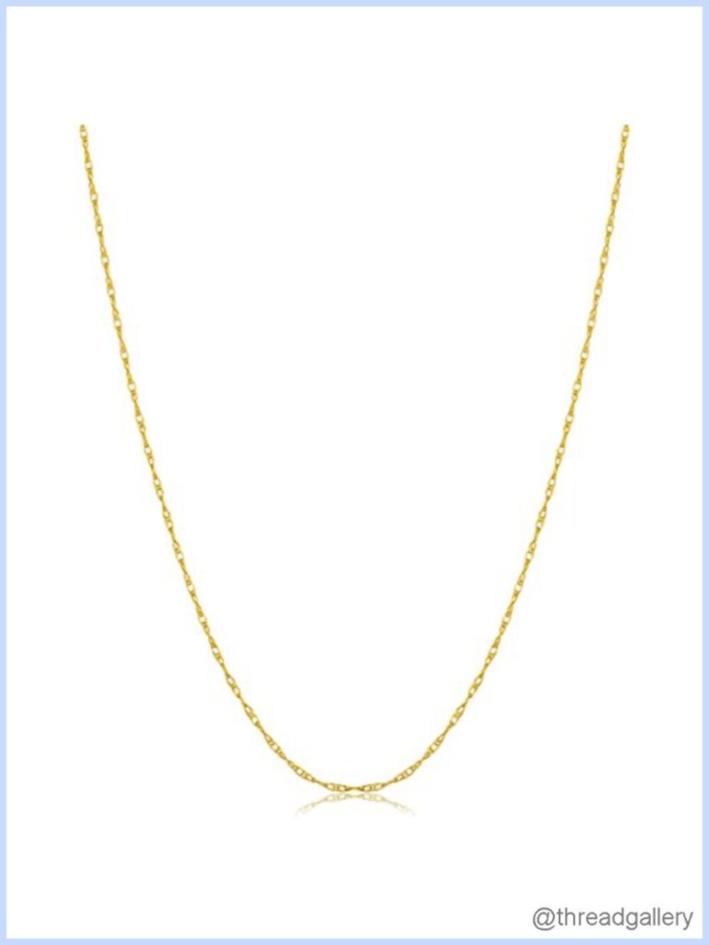 14 Karat Gold Rope Chain Necklace 0.8mm Thin Lightweight Layering